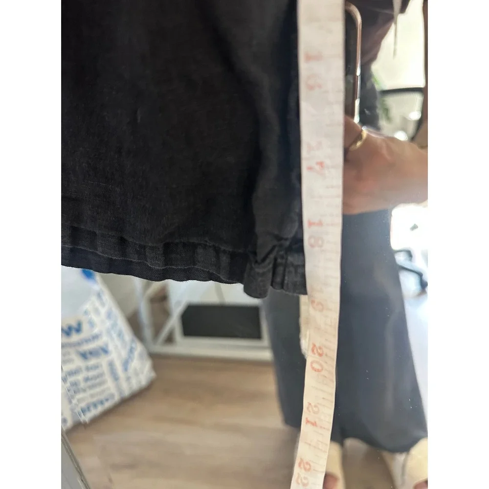 Cut Loose Black Solid Linen Easy Cropped Pants Wide Leg Side Pockets Lagenlook S